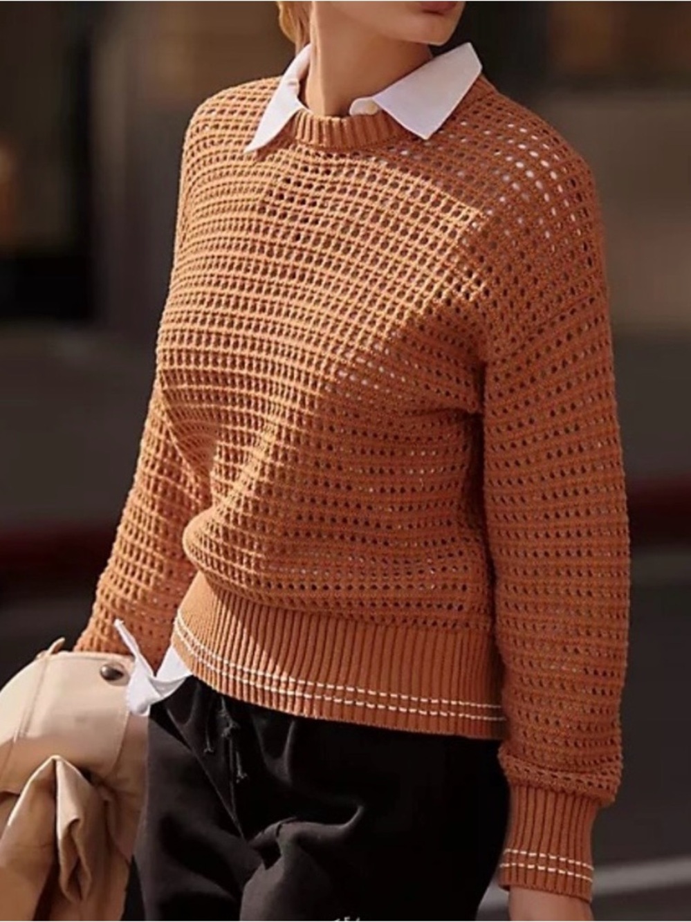 Varley 100% Cotton Fox Crewneck Women’s Tan Sweater Size Small